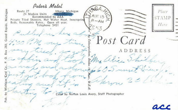 Ithaca Motel (Peters Motel) - Old Postcard (newer photo)